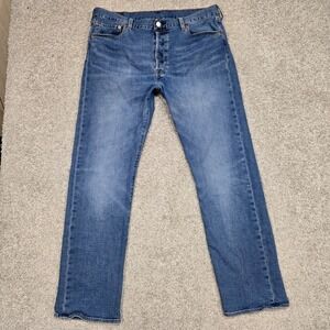 Levi's 501 Jeans Men's 36x32 (fit 35x31) Straight Stretch Blue button fly